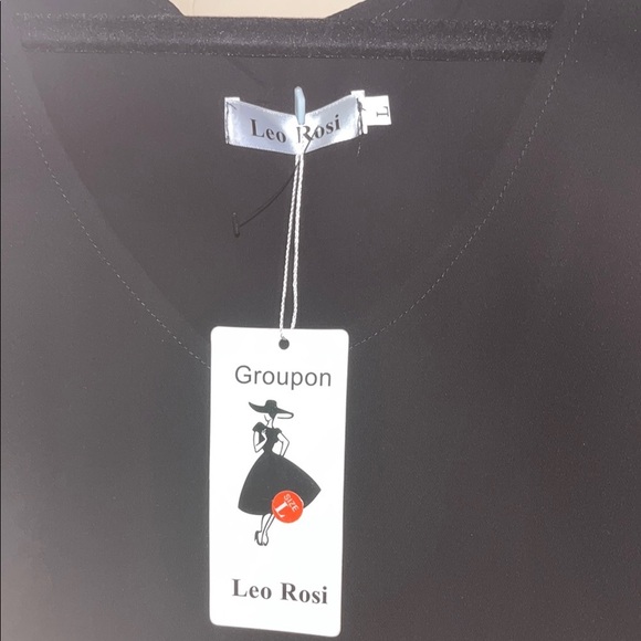 Leo Rossi Women's Black uneven hemmed mini dress with open long sleeve size L - Picture 4 of 11